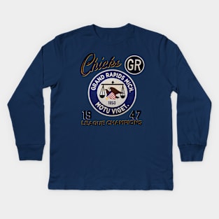 Grand Rapids Chicks • AAGPBL Patch • Grand Rapids, Michigan Kids Long Sleeve T-Shirt